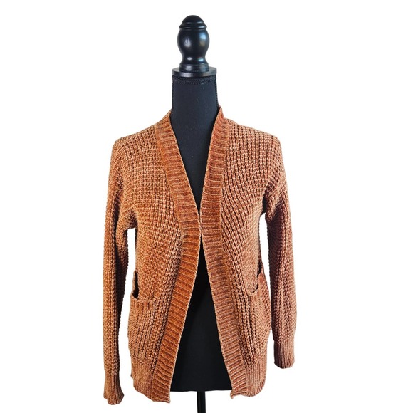 Cato Sweaters - Womens Cato Orange Chenille Cardigan Sweater Size Small 2 Pockets Super soft